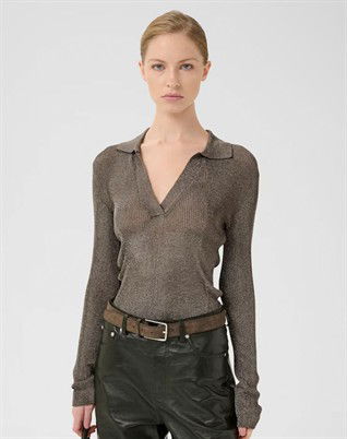 GZSilvi Polo Top - Warm Grey Metallic